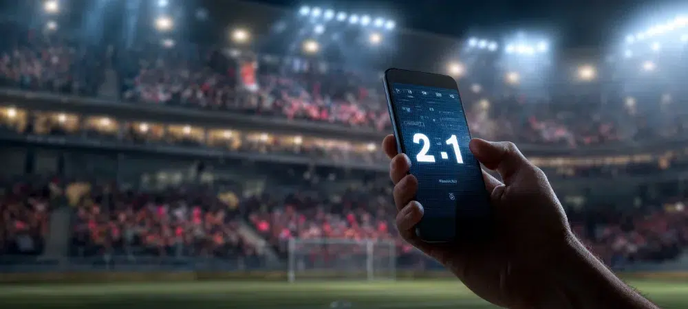 a person checking the score of a football match