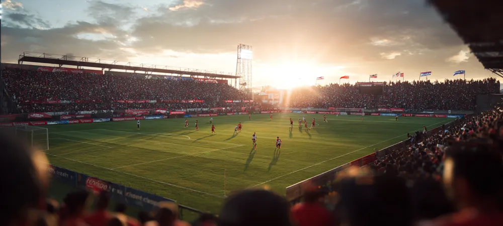 a football match happening in a stadium